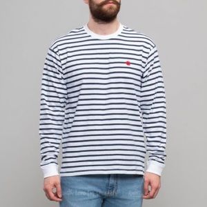 carhartt WIP striped white and blue long sleeve t shirt